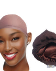 Satin lined wig cap/ wig cap with satin/ cap for moisture (4 pack= 2 brown and 2 black)