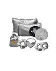 Natural hair essentials satin accessories set satin bonnet and pillowcases(silver)
