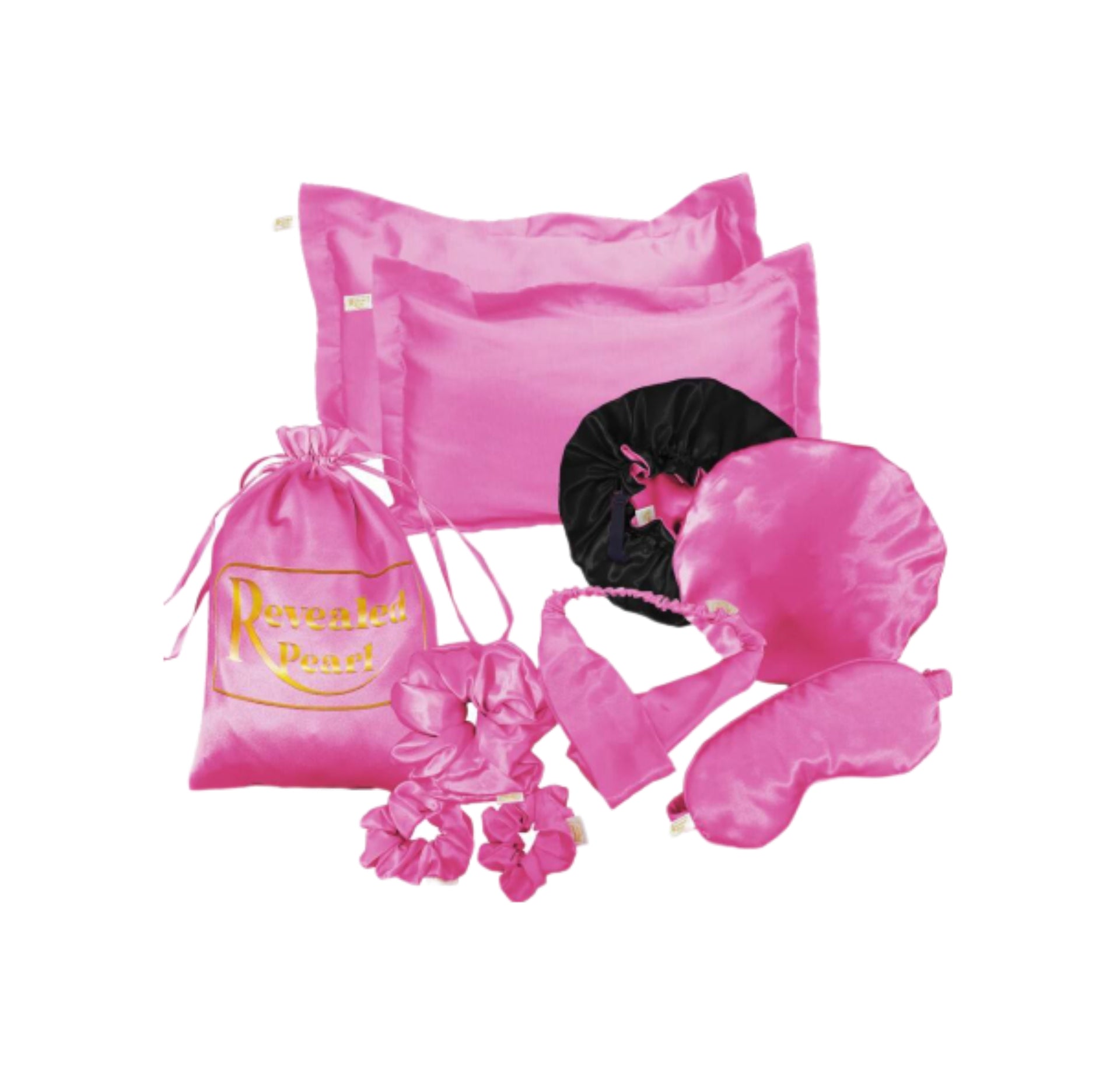 Natural hair essentials, adjustable and reversible Satin bonnet and pillowcases with eye mask set of 9