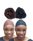 Satin lined wig cap/ wig cap with satin/ cap for moisture( 2 pack=1black and 1 brown)