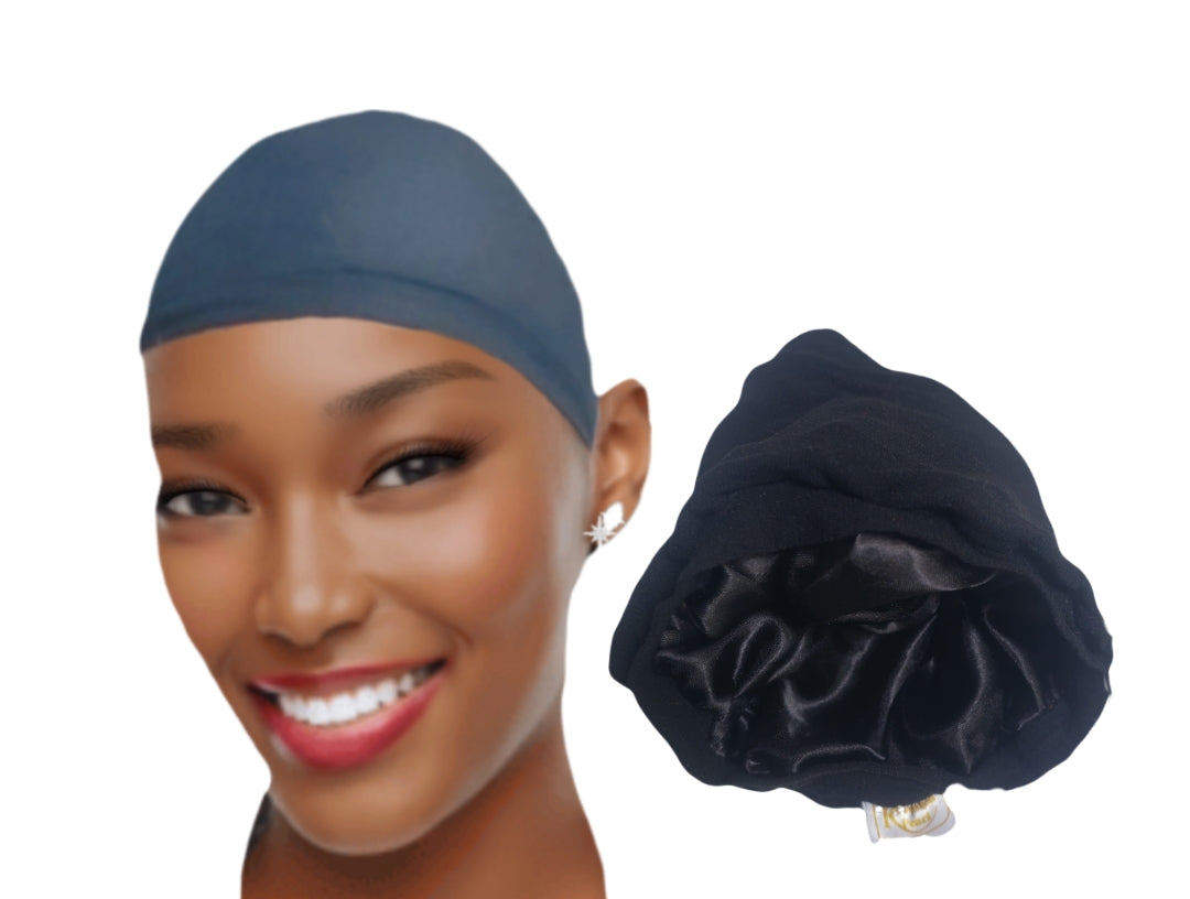 Satin lined wig cap/ wig cap with satin/ cap for moisture( Black)