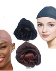 Satin lined wig cap/ wig cap with satin/ cap for moisture( 2 pack=1black and 1 brown)